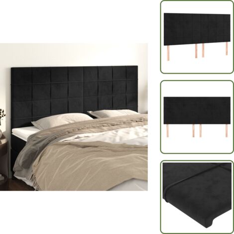 Cabecero de cama ajustable - vidaXL Cabecero Terciopelo Negro 180x5x118/128 cm - Cabecero de cama de madera