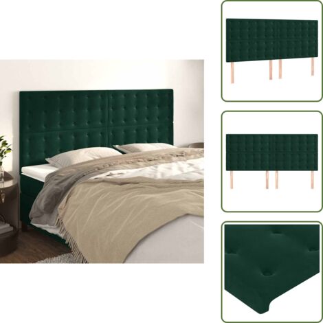 Cabecero de cama ajustable - vidaXL Cabecero Terciopelo Verde Oscuro 180x5x118/128 cm - Cabecero de cama de madera
