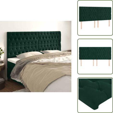 Cabecero de cama ajustable - vidaXL Cabecero Terciopelo Verde Oscuro 180x7x118/128 cm - Cabecero de cama de madera