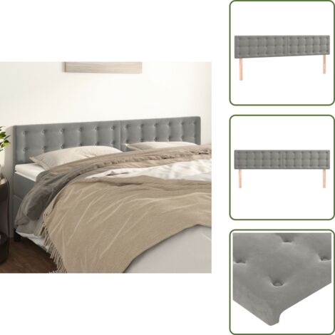 Cabecero de cama ajustable - vidaXL Cabeceros terciopelo gris claro 180x5x78/88 cm - Cabecero de cama de madera