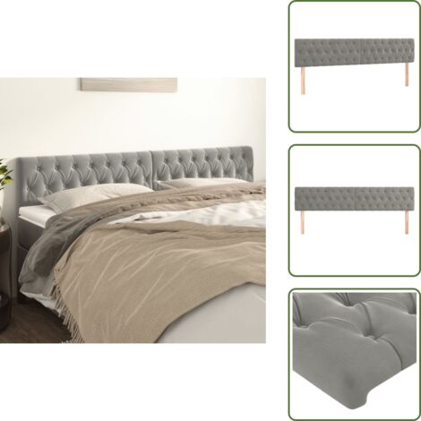 Cabecero de cama ajustable - vidaXL Cabeceros terciopelo gris claro 180x7x78/88 cm - Cabecero de cama de madera
