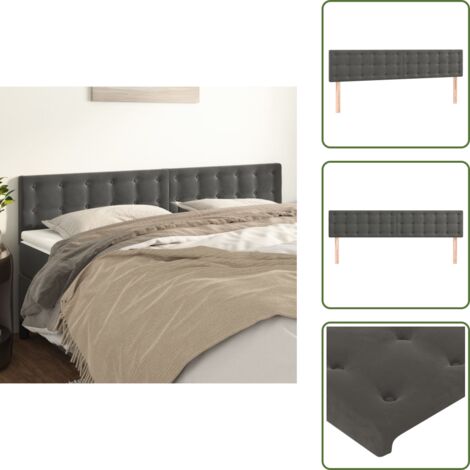 Cabecero de cama ajustable - vidaXL Cabeceros terciopelo gris oscuro 180x5x78/88 cm - Cabecero de cama de madera