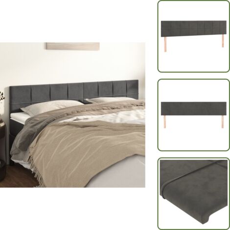 Cabecero de cama ajustable - vidaXL Cabeceros terciopelo gris oscuro 180x5x78/88 cm - Cabecero de cama de madera