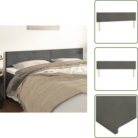 Cabecero de cama ajustable - vidaXL Cabeceros terciopelo gris oscuro 180x5x78/88 cm - Cabecero de cama de madera