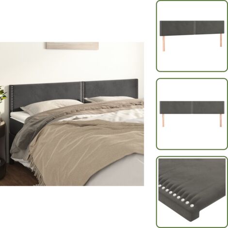 Cabecero de cama ajustable - vidaXL Cabeceros terciopelo gris oscuro 180x5x78/88 cm - Cabecero de cama de madera