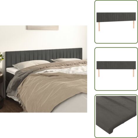 Cabecero de cama ajustable - vidaXL Cabeceros terciopelo gris oscuro 180x5x78/88 cm - Cabecero de cama de madera