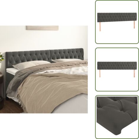 Cabecero de cama ajustable - vidaXL Cabeceros terciopelo gris oscuro 180x7x78/88 cm - Cabecero de cama de madera