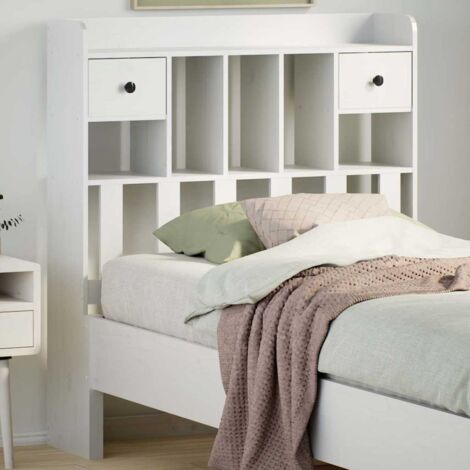 Cabecero de cama almacenaje madera maciza pino  90 cm