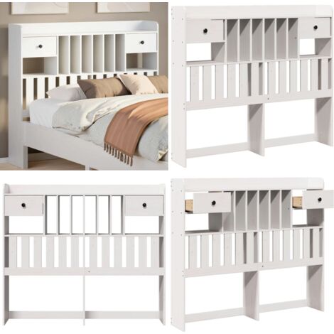 Cabecero de cama almacenaje madera maciza pino blanco 135 cm - Almacenamiento - Madera de pino