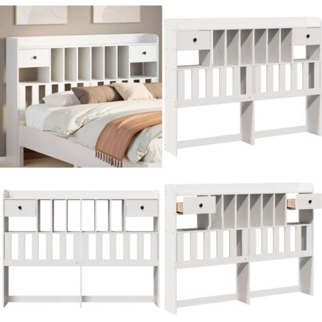 Cabecero de cama almacenaje madera maciza pino blanco 140 cm - Almacenamiento - Madera maciza