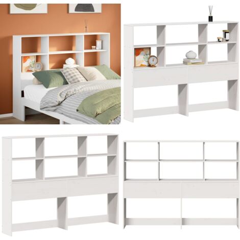 Cabecero de cama almacenaje madera maciza pino blanco 160 cm - Almacenamiento de cama - Madera maciza