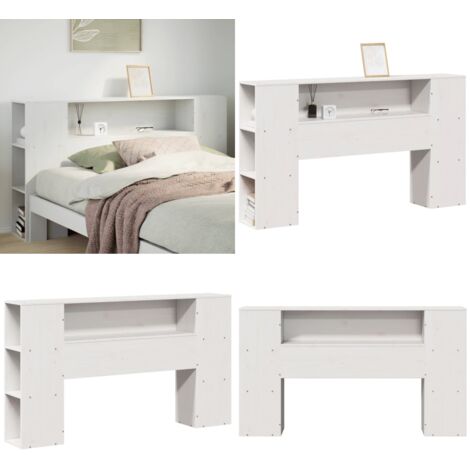 Cabecero de cama almacenaje madera maciza pino blanco 160 cm - Almacenamiento - Madera maciza