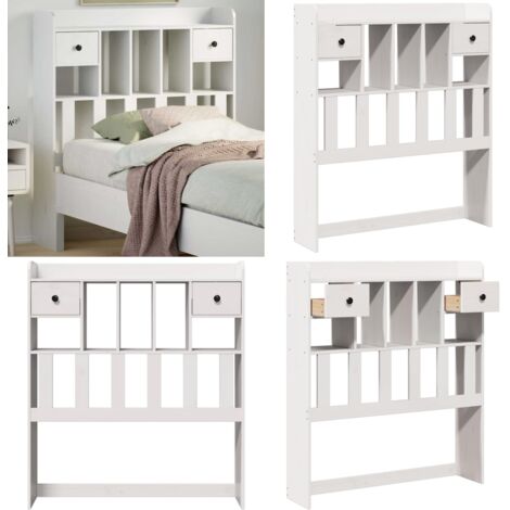 Cabecero de cama almacenaje madera maciza pino blanco 75 cm - Almacenamiento - Madera maciza