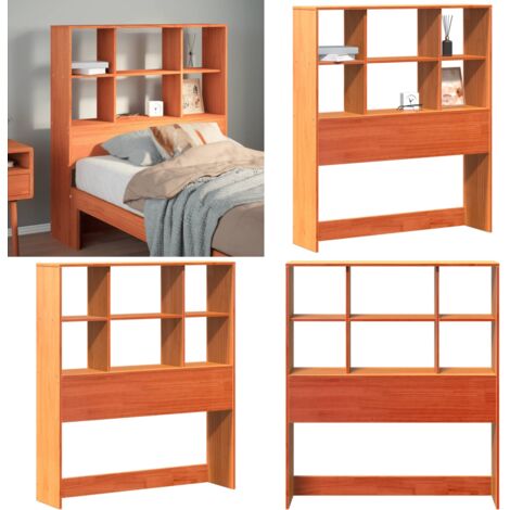 Cabecero de cama almacenaje madera maciza pino marrón 100 cm - Almacenamiento - Madera maciza