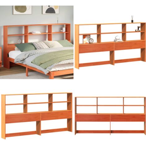 Cabecero de cama almacenaje madera maciza pino marrón 180 cm - Almacenamiento de cama - Madera maciza