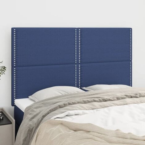 Cabecero de cama azul 144x5x118/128 cm Tela