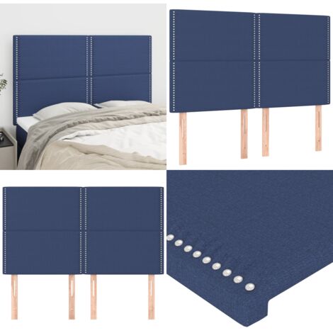 Cabecero de cama azul 144x5x118/128 cm Tela - Cabecero de cama - Cabecero de cama con tela