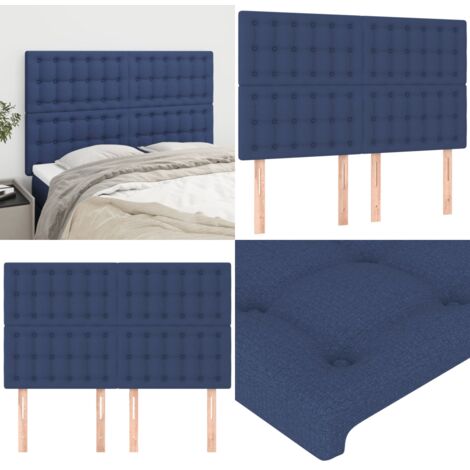 Cabecero de cama azul 144x5x118/128 cm Tela - Cabecero de cama - Cabecero de cama con tela