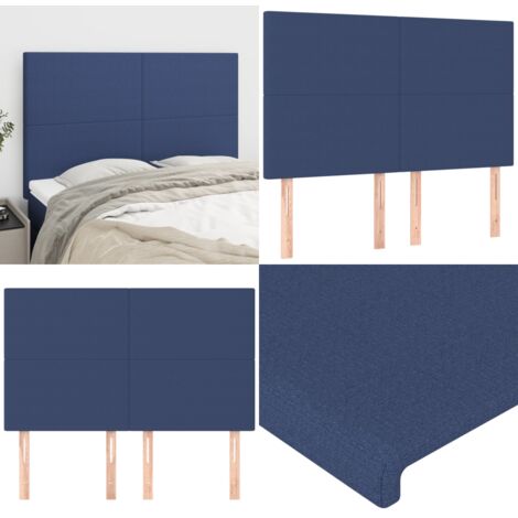 Cabecero de cama azul 144x5x118/128 cm Tela - Cabecero de cama - Cabecero de cama con tela