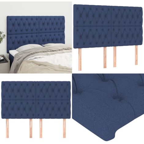 Cabecero de cama azul 144x7x118/128 cm Tela - Cabecero de cama - Cabecero de cama con tela
