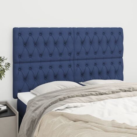 Cabecero de cama azul 144x7x118/128 cm Tela vidaXL