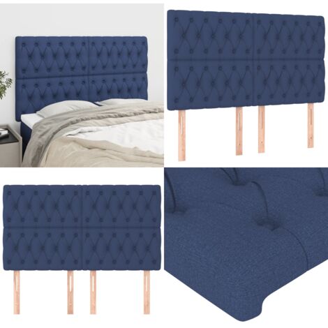 Cabecero de cama azul 160x7x118/128 cm Tela - Cabecero de cama - Cabecero de cama con altura ajustable