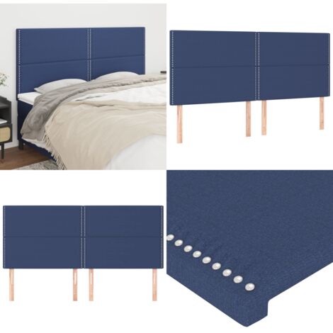 Cabecero de cama azul 180x5x118/128 cm Tela - Cabecero de cama - Cabecero de cama con tela