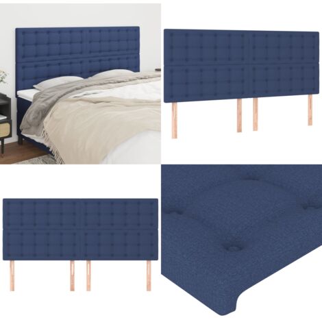 Cabecero de cama azul 180x5x118/128 cm Tela - Cabecero de cama - Cabecero de cama con tela