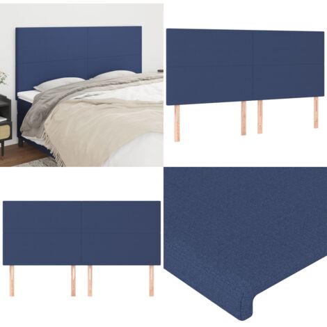 Cabecero de cama azul 200x5x118/128 cm Tela - Cabecero de cama - Cabecero de cama con tela