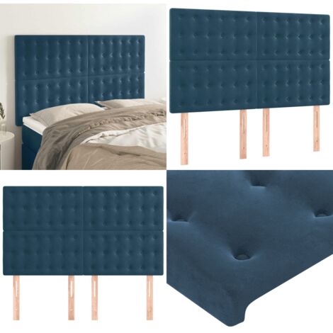 Cabecero de cama azul oscuro 144x5x118/128 cm Terciopelo - Cabecero de cama azul oscuro - Cabecero de cama terciopelo