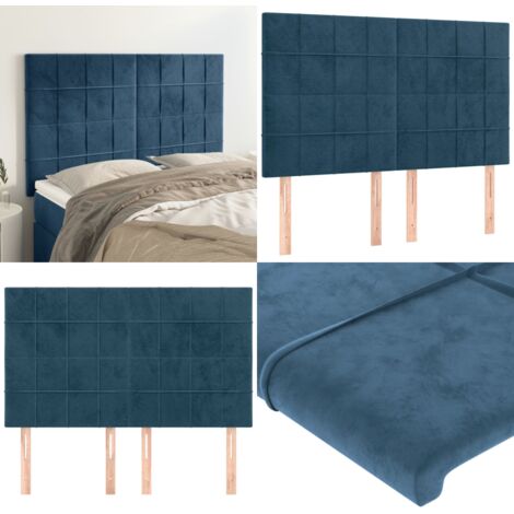 Cabecero de cama azul oscuro 144x5x118/128 cm Terciopelo - Cabecero de cama azul oscuro - Cabecero de cama terciopelo