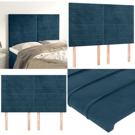 Cabecero de cama azul oscuro 144x5x118/128 cm Terciopelo - Cabecero de cama azul oscuro - Cabecero de cama terciopelo
