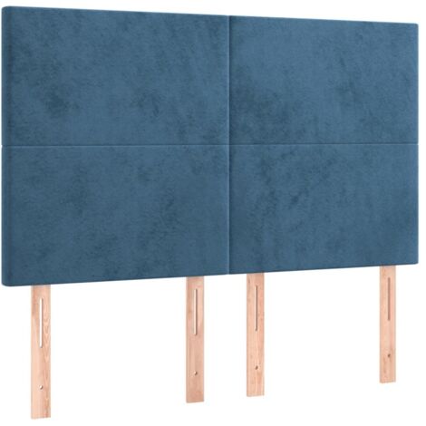 Cabecero de cama azul oscuro 144x5x118/128 cm Terciopelo vidaXL