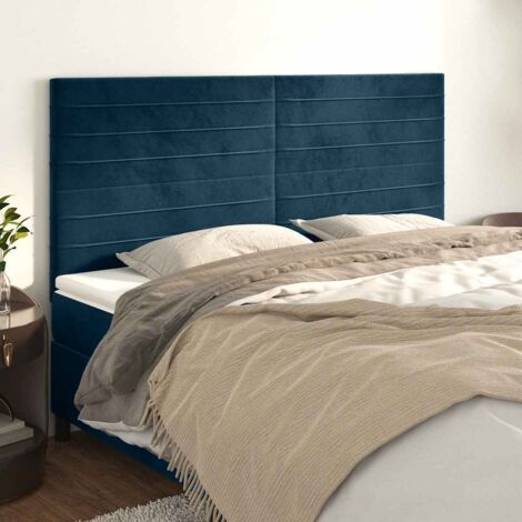 Cabecero de cama azul oscuro 160x5x118/128 cm Terciopelo