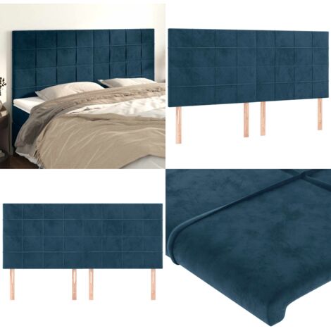 Cabecero de cama azul oscuro 160x5x118/128 cm Terciopelo - Cabecero de cama azul oscuro - Cabecero de cama terciopelo