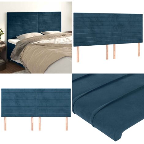 Cabecero de cama azul oscuro 160x5x118/128 cm Terciopelo - Cabecero de cama azul oscuro - Cabecero de cama terciopelo
