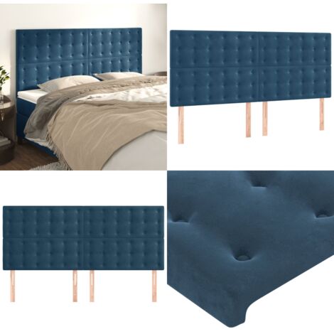 Cabecero de cama azul oscuro 160x5x118/128 cm Terciopelo - Cabecero de cama azul oscuro - Cabecero de cama terciopelo