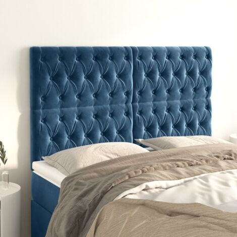 Cabecero de cama azul oscuro 160x7x118/128 cm Terciopelo vidaXL