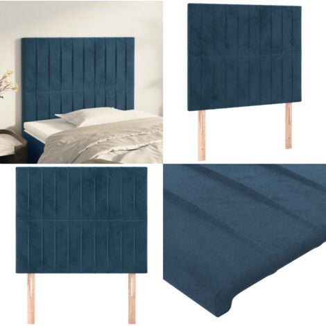 Cabecero de cama azul oscuro 80x5x118/128 cm Terciopelo - Cabecero de cama azul oscuro - Cabecero de cama terciopelo