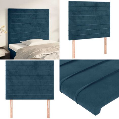 Cabecero de cama azul oscuro 80x5x118/128 cm Terciopelo - Cabecero de cama azul oscuro - Cabecero de cama terciopelo