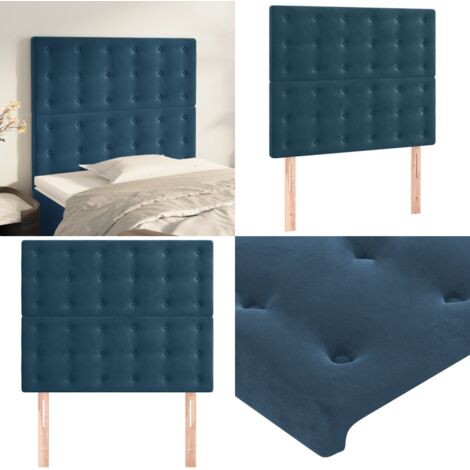 Cabecero de cama azul oscuro 80x5x118/128 cm Terciopelo - Terciopelo - Cabecero de cama azul oscuro