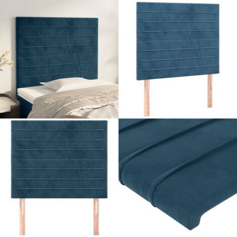Cabecero de cama azul oscuro 90x5x118/128 cm Terciopelo - Cabecero de cama azul oscuro - Cabecero de cama terciopelo