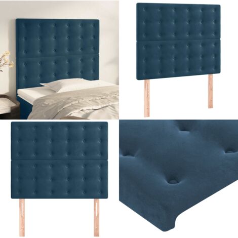 Cabecero de cama azul oscuro 90x5x118/128 cm Terciopelo - Terciopelo - Cabecero de cama azul oscuro