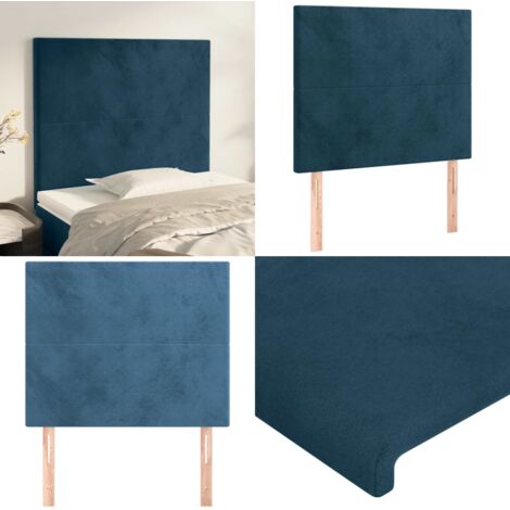 Cabecero de cama azul oscuro 90x5x118/128 cm Terciopelo - Terciopelo - Cabecero de cama azul oscuro