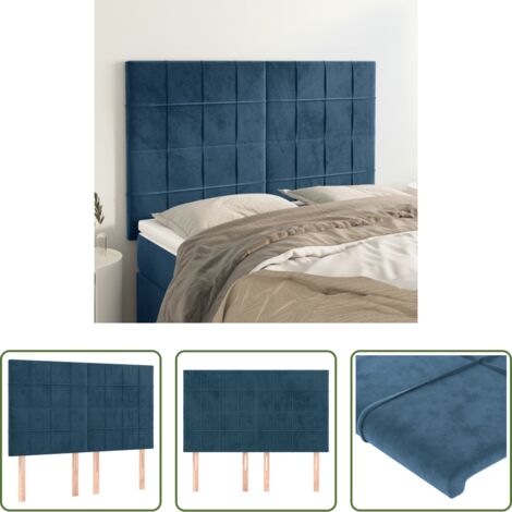 Cabecero de cama azul oscuro -  Cabecero de cama azul oscuro 144x5x118/128 cm Terciopelo