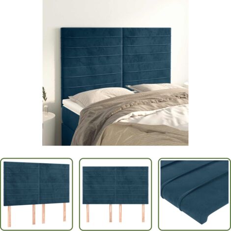 Cabecero de cama azul oscuro -  Cabecero de cama azul oscuro 144x5x118/128 cm Terciopelo