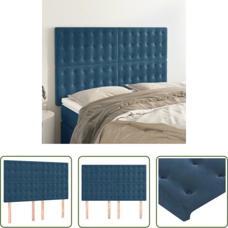 Cabecero de cama azul oscuro -  Cabecero de cama azul oscuro 144x5x118/128 cm Terciopelo