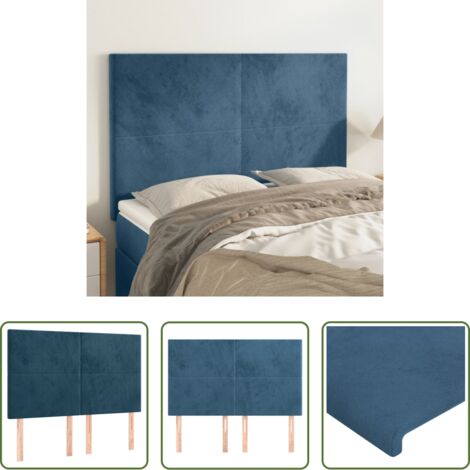 Cabecero de cama azul oscuro -  Cabecero de cama azul oscuro 144x5x118/128 cm Terciopelo