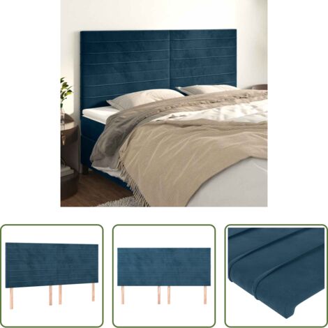 Cabecero de cama azul oscuro -  Cabecero de cama azul oscuro 160x5x118/128 cm Terciopelo