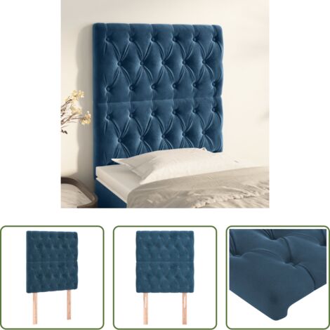 Cabecero de cama azul oscuro -  Cabecero de cama azul oscuro 80x7x118/128 cm Terciopelo